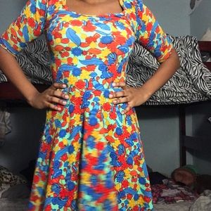Colorful Leaf Patterned LuLaroe Dress